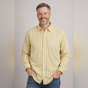 Aeropostale XS Yellow Striped Button Down Shirt Casual Preppy